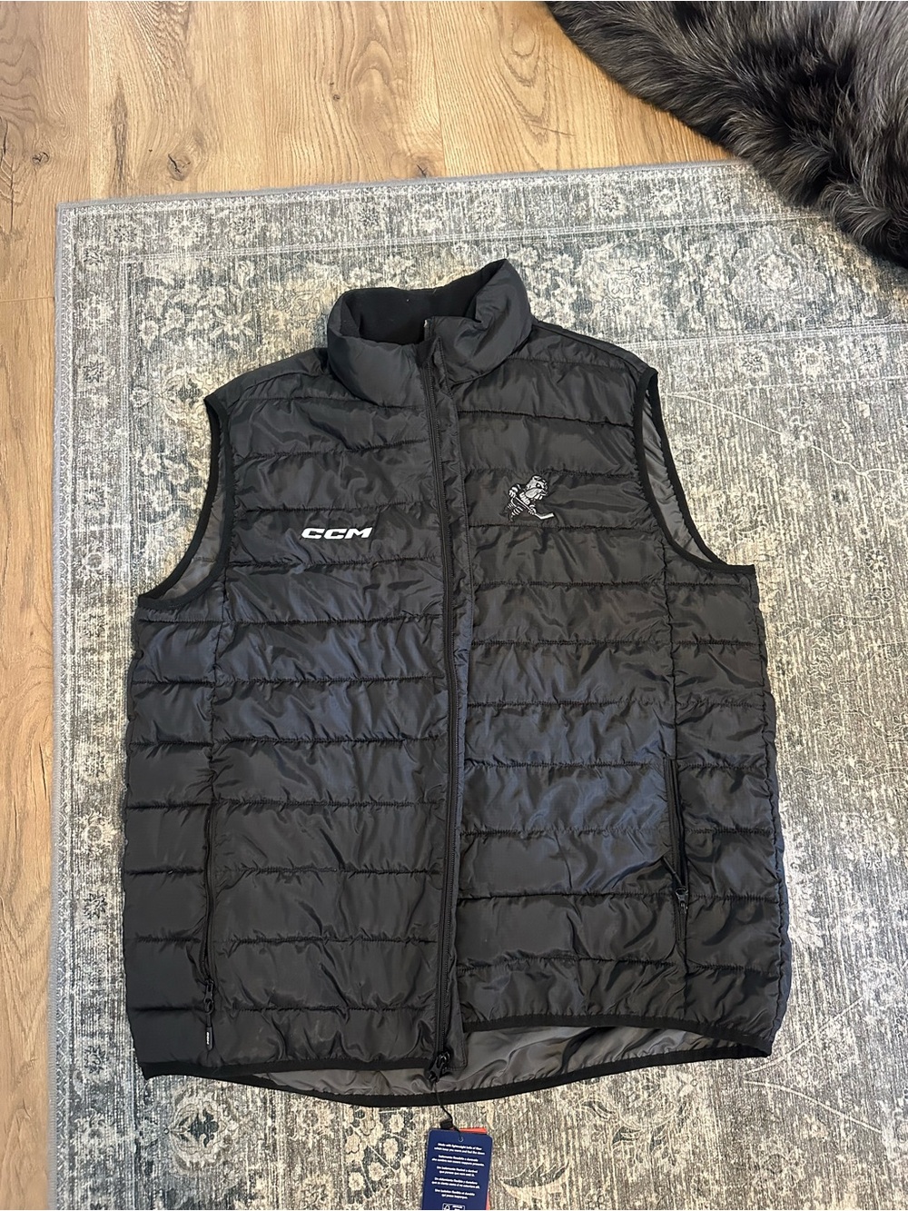 CCM Men's Black Quilted Puffer Vest with Logo UMD bulldogs hockey